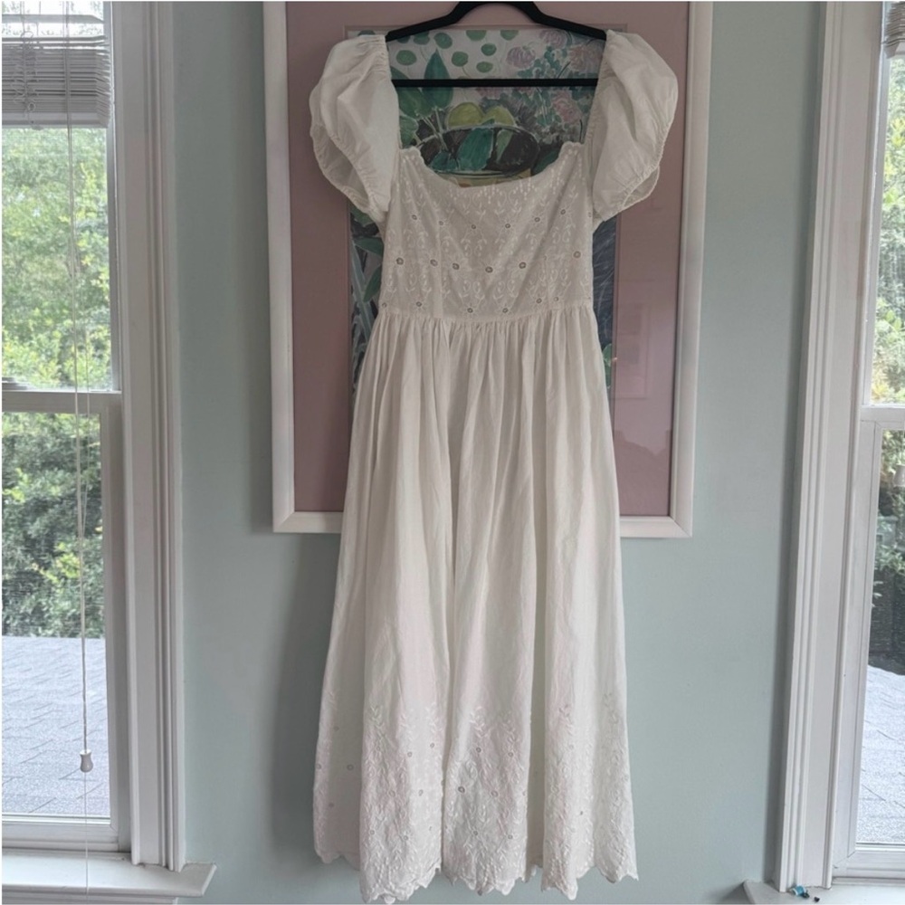 Posse White Eyelet Puff-Sleeve Midi Dress - Picture 3 of 3